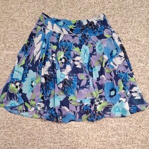 Sunny Leigh Floral A-Line Skirt in Blue and Green